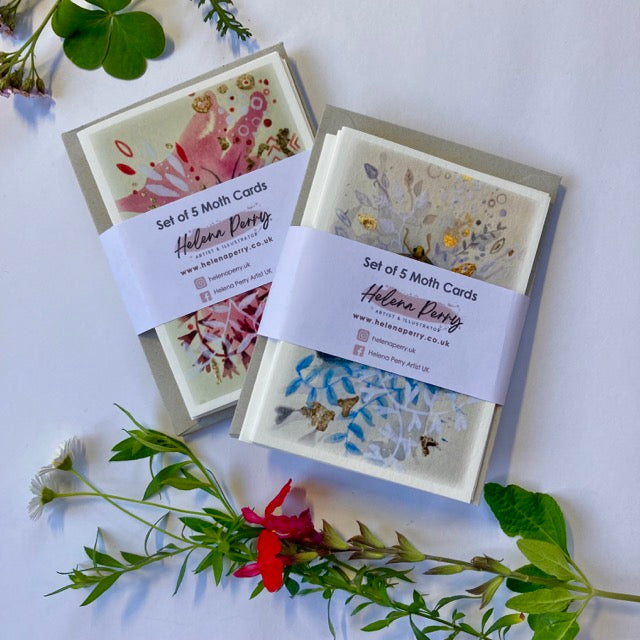 Set of 5 A7 Moth Greetings Cards