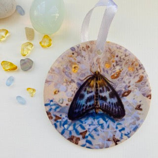 Small Magpie Moth Porcelain Ornament