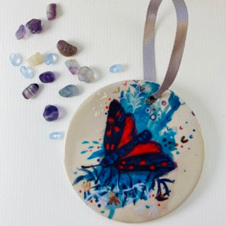 Six Spot Burnet Moth Porcelain Ornament