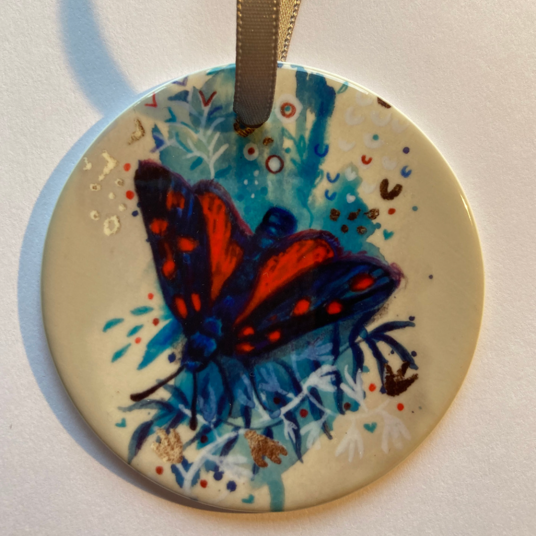 Six Spot Burnet Moth Porcelain Ornament