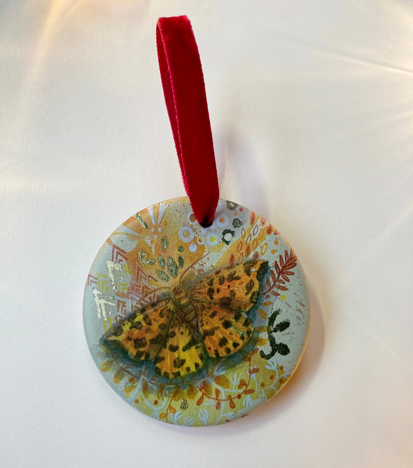 Small Magpie/ Speckled Yellow Moth decoration