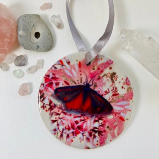 Cinnabar Moth Porcelain Ornament
